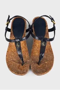 Blue wedge sandals