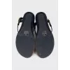 Blue wedge sandals