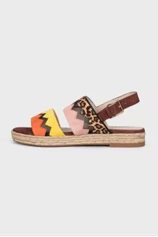 Suede sandals with animal print