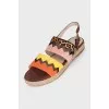 Suede sandals with animal print