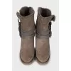 Suede wedge ankle boots with straps