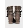 Suede wedge ankle boots with straps