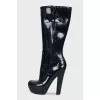 High-heeled rubber boots