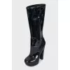 High-heeled rubber boots