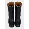 Leather ankle boots with raw uppers