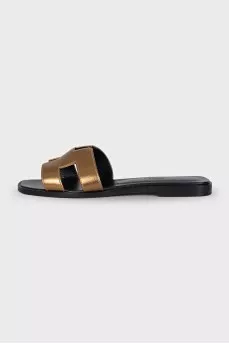 Oran gold leather slides