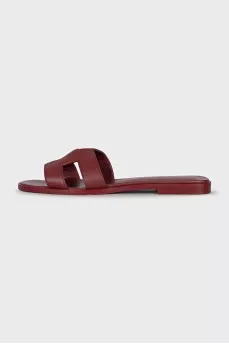 Oran red leather flip-flops