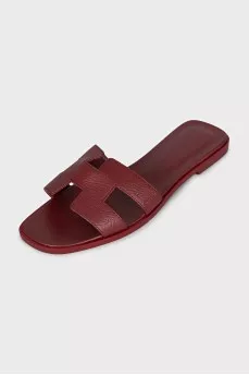 Oran red leather flip-flops