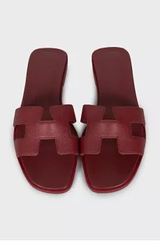 Oran red leather flip-flops