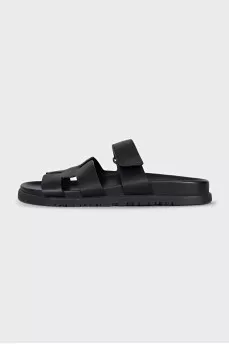 Black Chypre leather slides