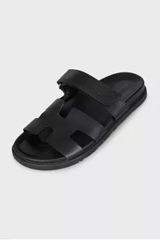 Black Chypre leather slides