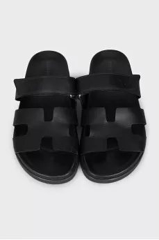 Black Chypre leather slides