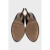 Brown leather shoes with gold heels