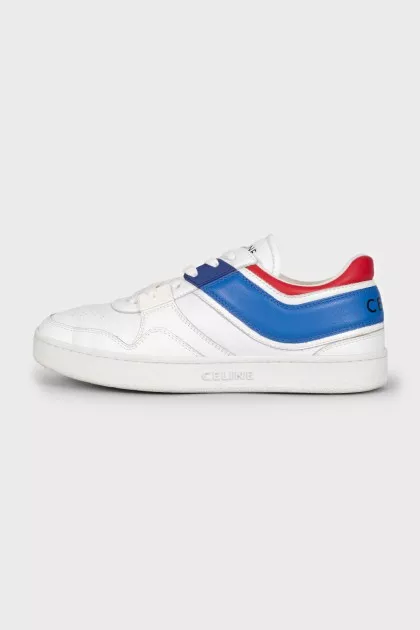 Leather sneakers with combined inserts