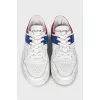 Leather sneakers with combined inserts