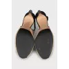 Textile slingbacks decorated with rhinestones