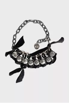 Кольє-ланцюг з камінням та стразами