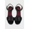 Leather sandals with a medium wedge heel