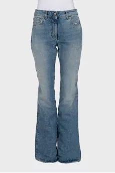 Light blue flared jeans with pockets