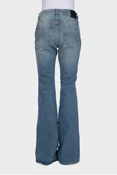 Light blue flared jeans with pockets