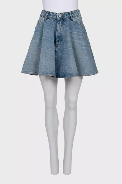 Flared denim skirt