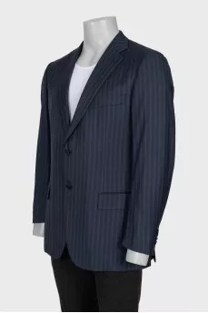 Men's striped silk and wool jacket