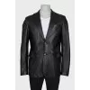 Men's leather button-down jacket