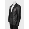 Men's leather button-down jacket