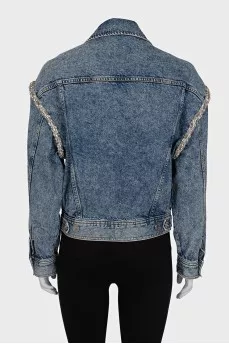 Denim jacket with rhinestones and patch pockets