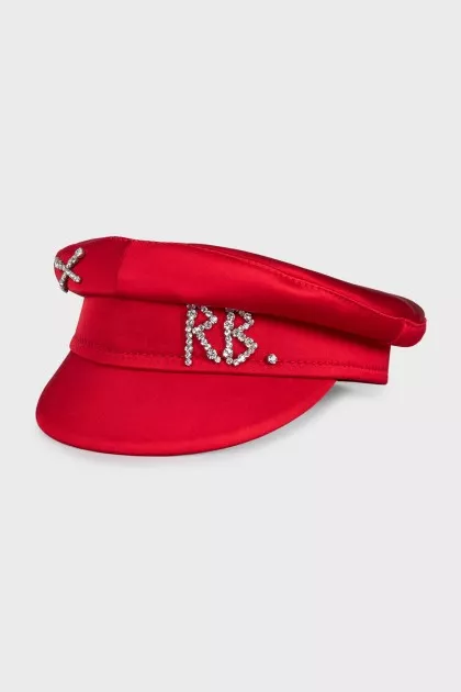 Red cap with rhinestone logo