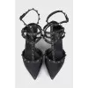 Rockstud black leather slingbacks