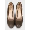 Brown leather stiletto heels