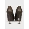 Brown leather stiletto heels