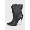 Insulated leather ankle boots with stiletto heels
