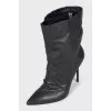 Insulated leather ankle boots with stiletto heels