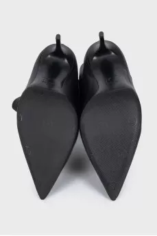 Insulated leather ankle boots with stiletto heels