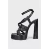 Leather platform heeled sandals