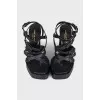 Leather platform heeled sandals
