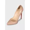 Beige leather stiletto heels
