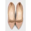 Beige leather stiletto heels