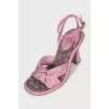 Pink leather high-heeled sandals