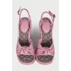 Pink leather high-heeled sandals