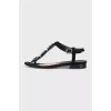 Black suede sandals with rhinestones