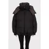 Reversible black down jacket with signature print