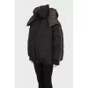 Reversible black down jacket with signature print