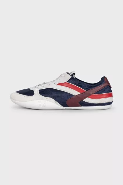 Suede and textile sneakers