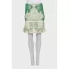 Printed silk skirt with frill