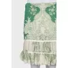 Printed silk skirt with frill