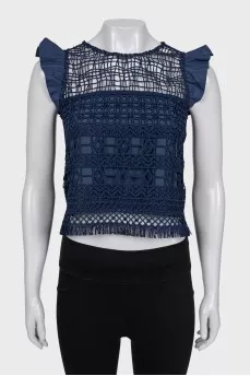 Straight top with lace inserts