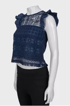Straight top with lace inserts